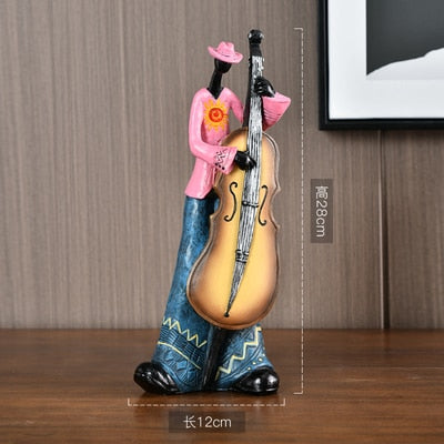 Rock Band Art Statue: Resin Character Model For Creative Home Decor And Craft Supplies 2 Items