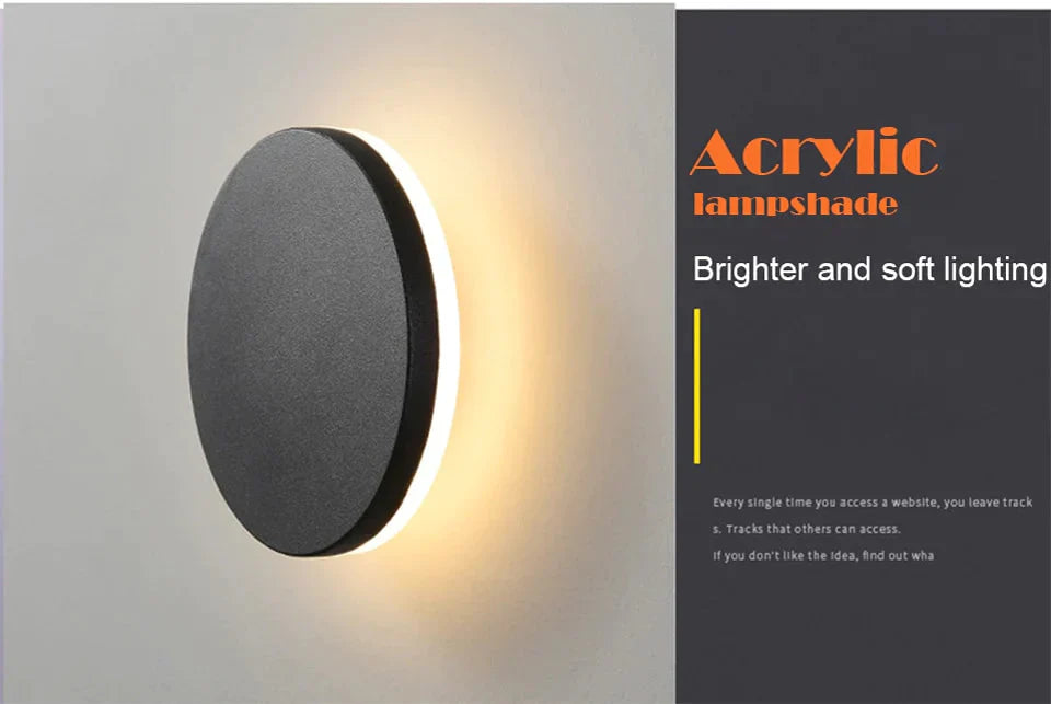 Modern Ip65 Waterproof Outdoor Led Wall Lamp Aluminum Round Squar Light Garden Porch Sconce 96V