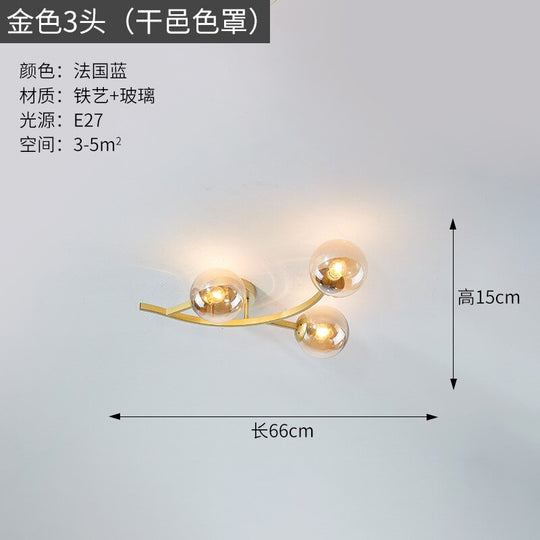 Modern Glass Ball Led Ceiling Lamps For Kitchen Pendant Lamp Bedroom Creative Tree Branch Light