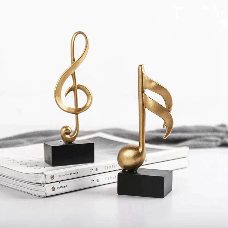 Home Decor Accessories Figurine Decorative Art Statuette Golden Musical Note Handicraft Living Room