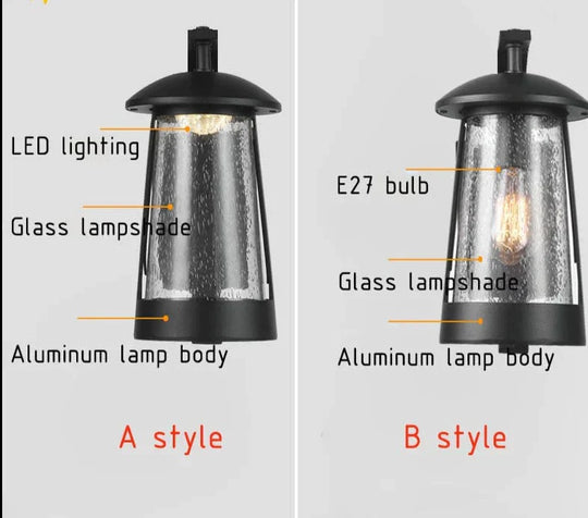 Ip68 Waterproof Outdoor Led Wall Lighting Industrial Aluminum Black Lamp For Garden Porch Sconce