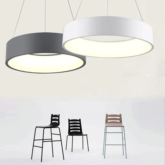 Gray Circle Led Pendant Lights Modern For Dining Room Restaurant Decoration Hanging Lamp Living