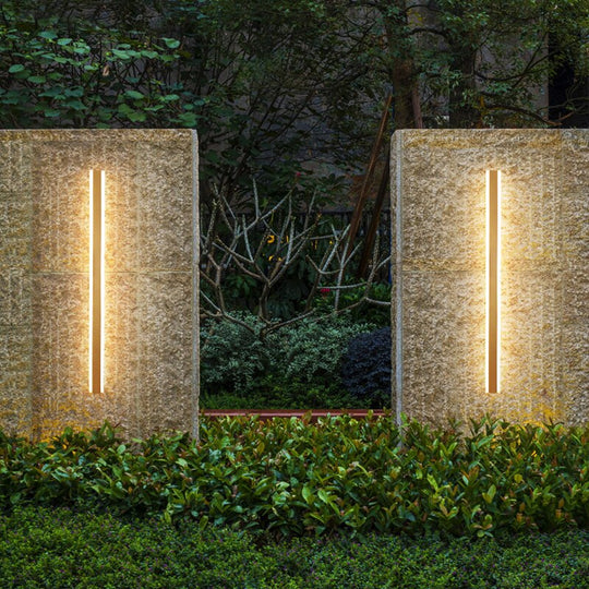 Modern Ip65 Waterproof Outdoor Lights Stainless Steel Long Led Wall Lamp Gold Light Garden Porch