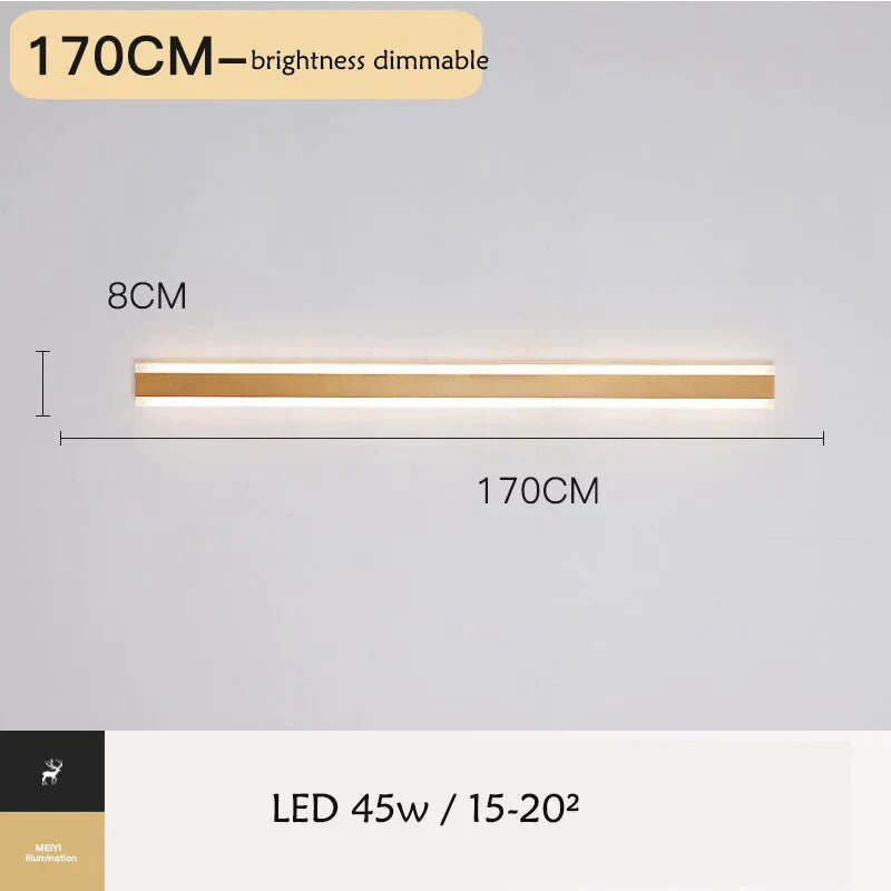 Modern Ip65 Waterproof Outdoor Lights Stainless Steel Long Led Wall Lamp Gold Light Garden Porch