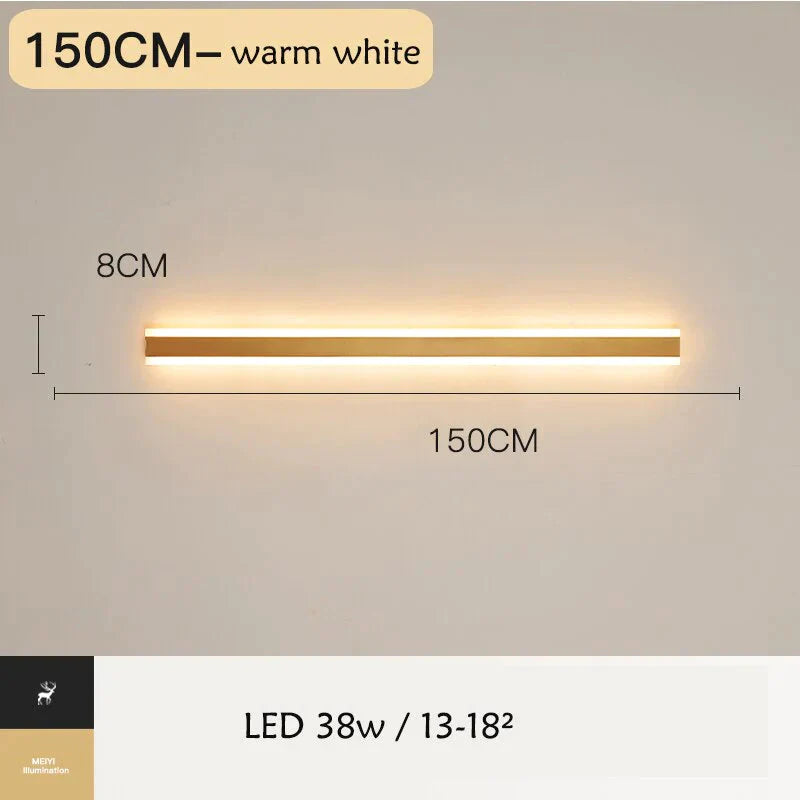 Modern Ip65 Waterproof Outdoor Lights Stainless Steel Long Led Wall Lamp Gold Light Garden Porch