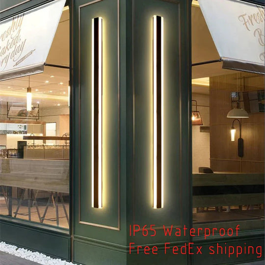 Modern Waterproof Outdoor Long Strip Led Wall Lamp Ip65 Aluminum Light Garden Porch Sconce 110V