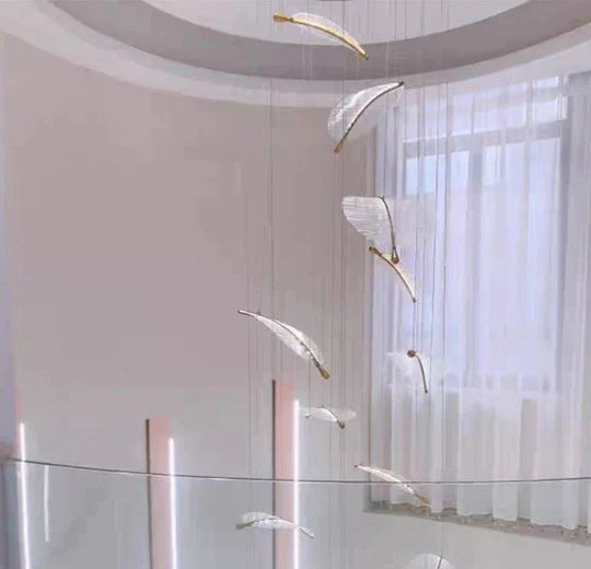 Modern Art Decorative Feather Chandelier Villa Hotel Non - Standard Large Pendant