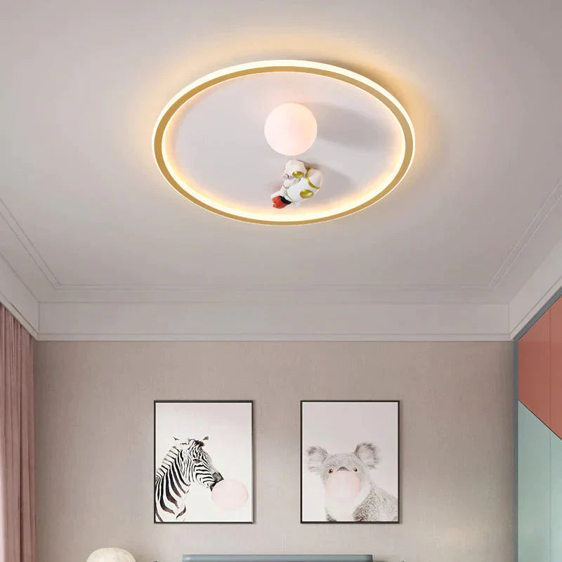 New Creative Astronaut Ceiling Lamp Children’s Room Cartoon Moon Planet Bedroom Study Round