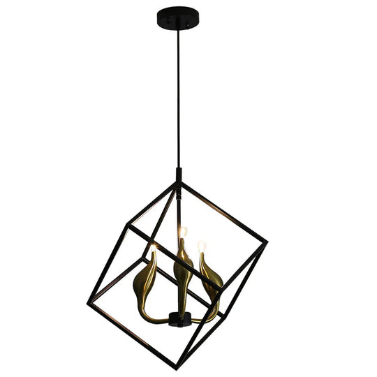 Simple Living Room Chandelier Led Wrought Iron Coffee Shop Creative Geometric Pendant