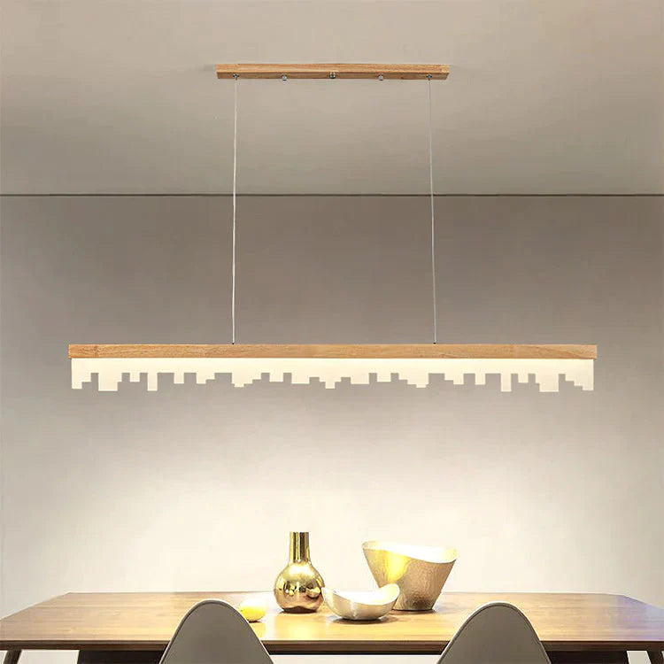 Restaurant Chandelier Led Strip Lamp Solid Wood Log Modern Minimalist Bar Pendant