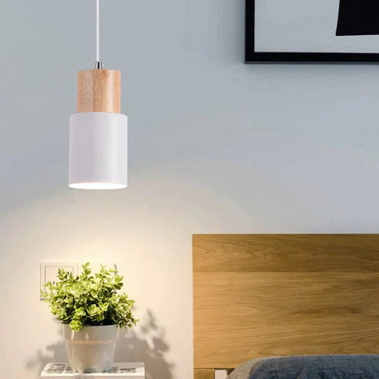 Nordic Simple Wood Pendant Lights Led Hanging Colorful Aluminum Lighting