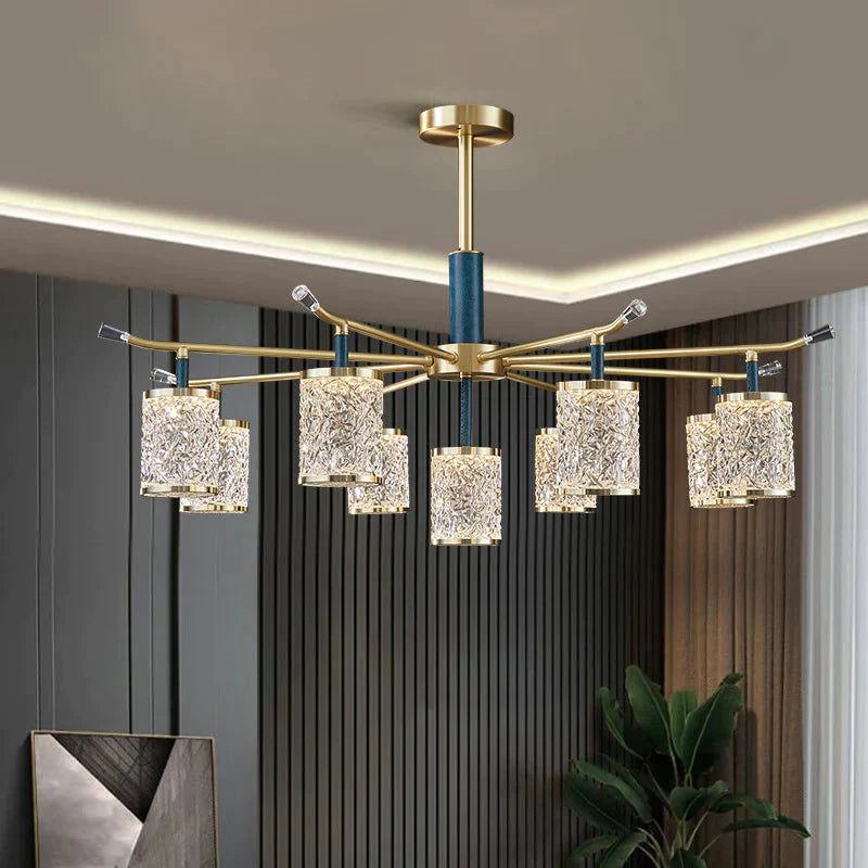 Nordic Luxury Crystal Living Room Chandelier Copper Postmodern Restaurant Simple Creative