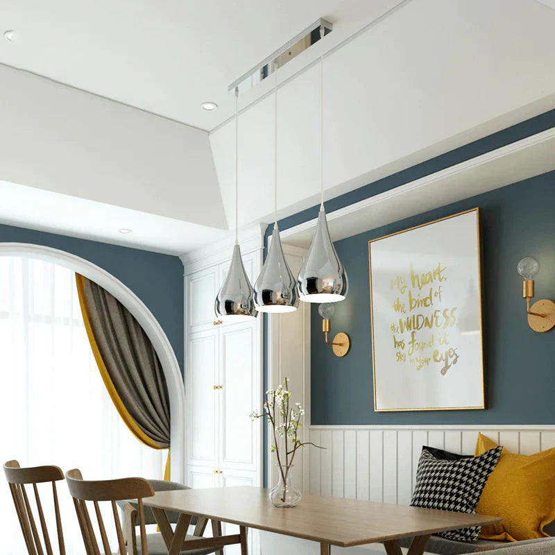 Creative Chandelier Modern Light Luxury Restaurant Simple Single Head Three Silver Bar Milk Tea