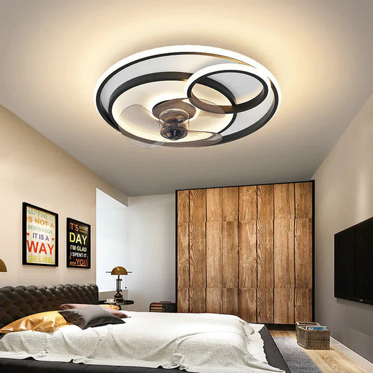 New Nordic Bedroom Ceiling Fan Lamp Modern Simple And Creative Living Room Lamps Intelligent Silent