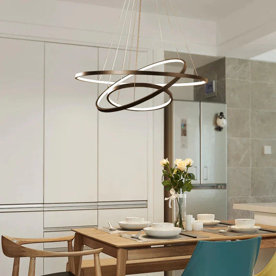 Modern Pendant Lights 4/3/2/1 Circle Rings Acrylic Aluminum Led Lamp For Living Room Dining