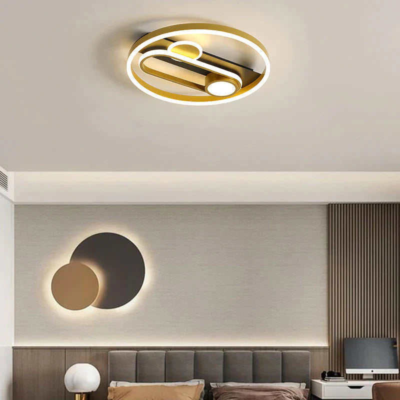 Simple Modern Bedroom Led Ceiling Lamp Light Luxury Wrought Iron Creative Living Room Gold Lamps
