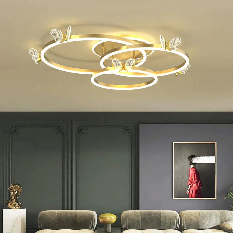 Led Ceiling Lamp Creative Butterfly Living Room Simple Modern Ring Hall Bedroom Decoration Gold / 3