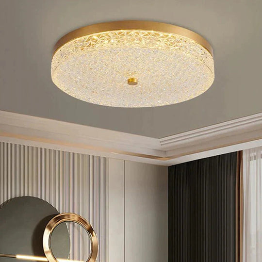 Luxury Crystal Bedroom Ceiling Lamp Round Atmosphere Simple Modern Room Led Master Lamps Wrought