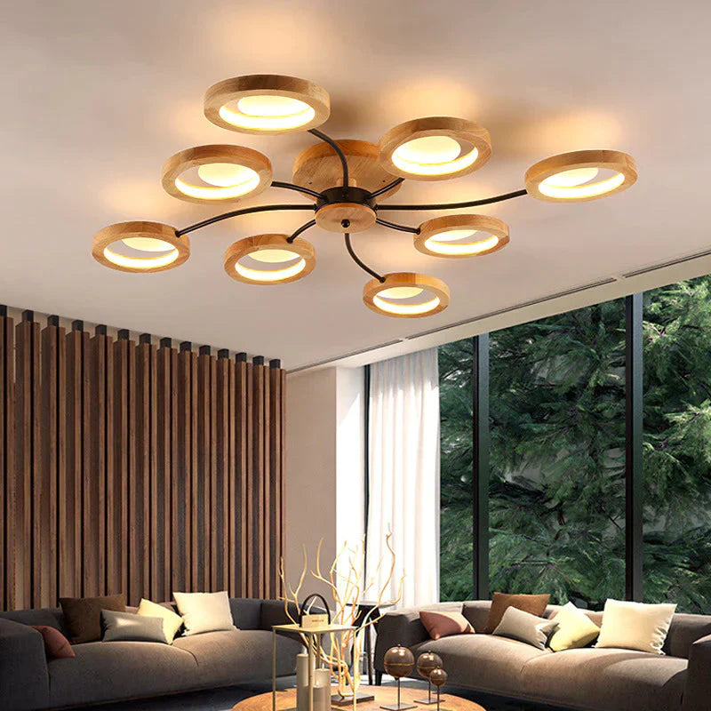 Simple Modern Atmosphere Solid Wood Ceiling Lamp Creative Bedroom Net Red Led Nordic Living Room