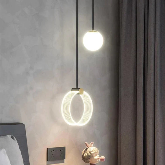 Bedside Lamp Simple Chandelier Modern Light Luxury Bedroom Led Living Room Background Black / White