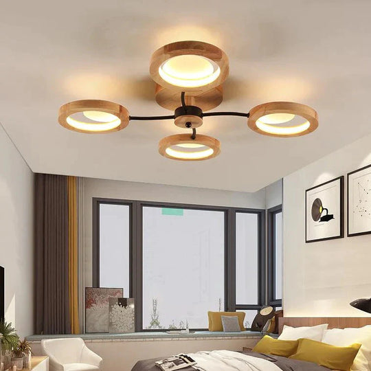 Simple Modern Atmosphere Solid Wood Ceiling Lamp Creative Bedroom Net Red Led Nordic Living Room 4
