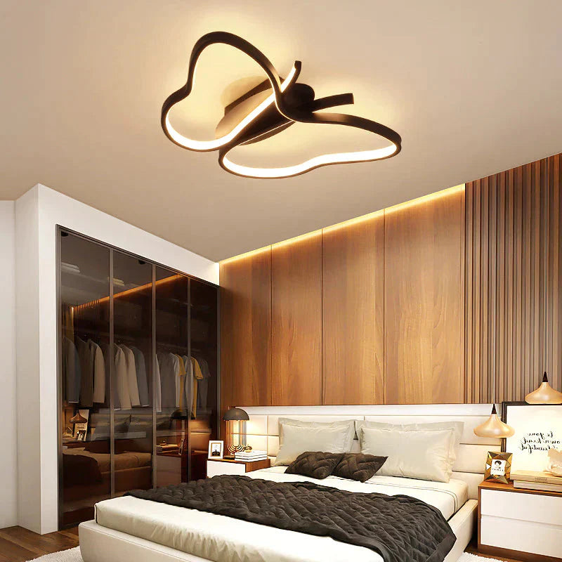 Post Modern Simple Ceiling Lamp Creative Butterfly Bedroom Study Led Black / White Light