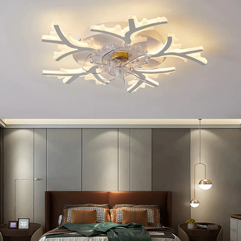 Living Room Simple Led Creative Mute Bedroom Ceiling Fan Lamp