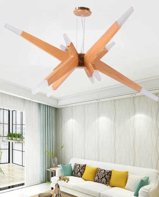 Nordic Led Chandelier Creative Restaurant Personalized Living Room Bedroom Hotel Decorative Wooden