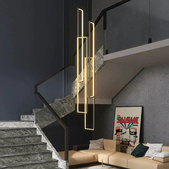 Stair Chandelier Simple Villa Duplex Hollow Loft Revolving Staircase Minimalist Ultra - Long Box