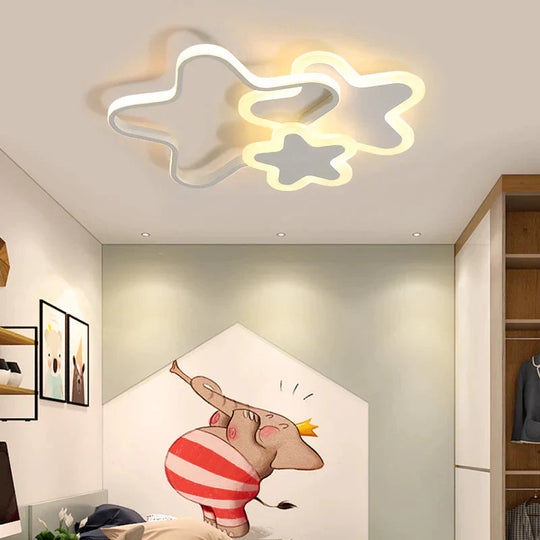 Children’s Room Lamp Girl Led Star Light In The Bedroom Pink Princess Modern Simple Ceiling White