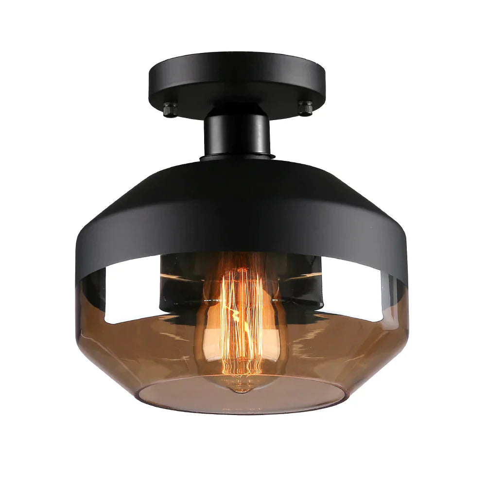 Simple Modern American Glass Ceiling Lamp Amber