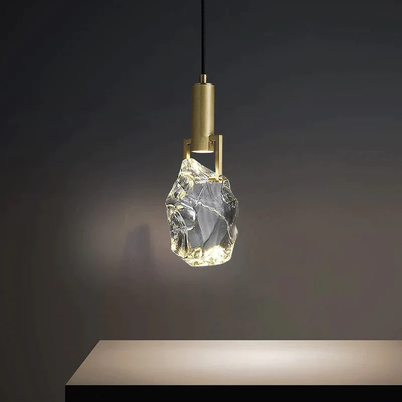 All - Copper Original Stone Crystal Bedroom Bedside Decorative Pendant Light As Show