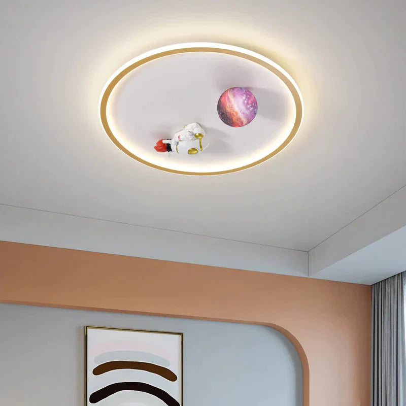 New Creative Astronaut Ceiling Lamp Children’s Room Cartoon Moon Planet Bedroom Study Round