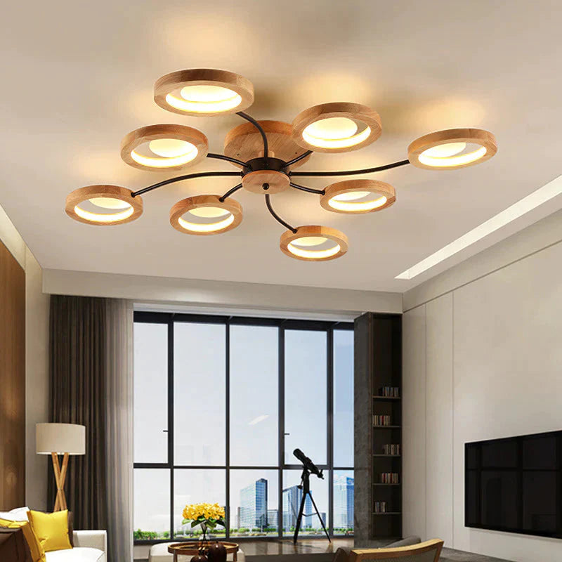 Simple Modern Atmosphere Solid Wood Ceiling Lamp Creative Bedroom Net Red Led Nordic Living Room 8