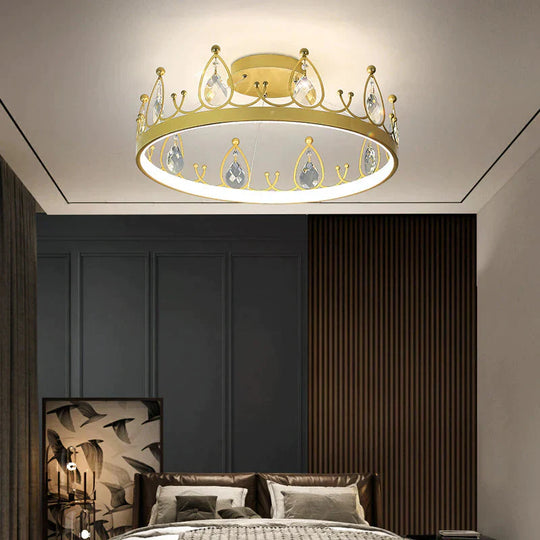 Chandelier Crown Luxury Living Room Bedroom Crystal Lamp Dia40Cm / White Light Pendant