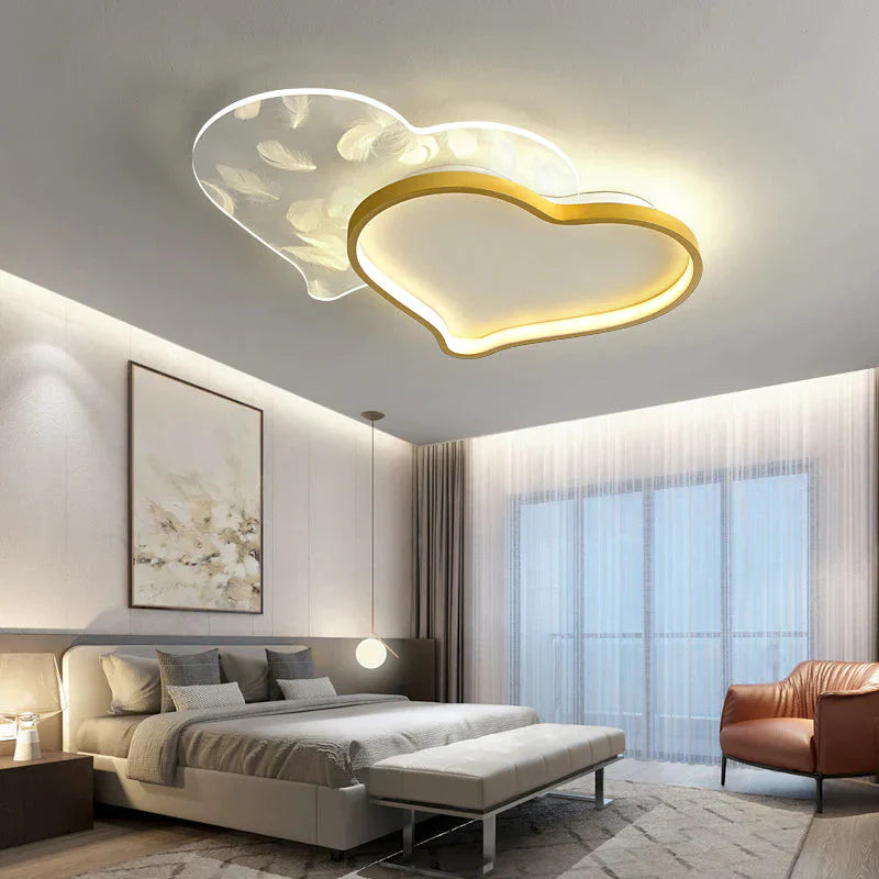 Simple Modern Warm And Romantic Bedroom Nordic Creative Personality Feather Loving Room Ceiling Lamp