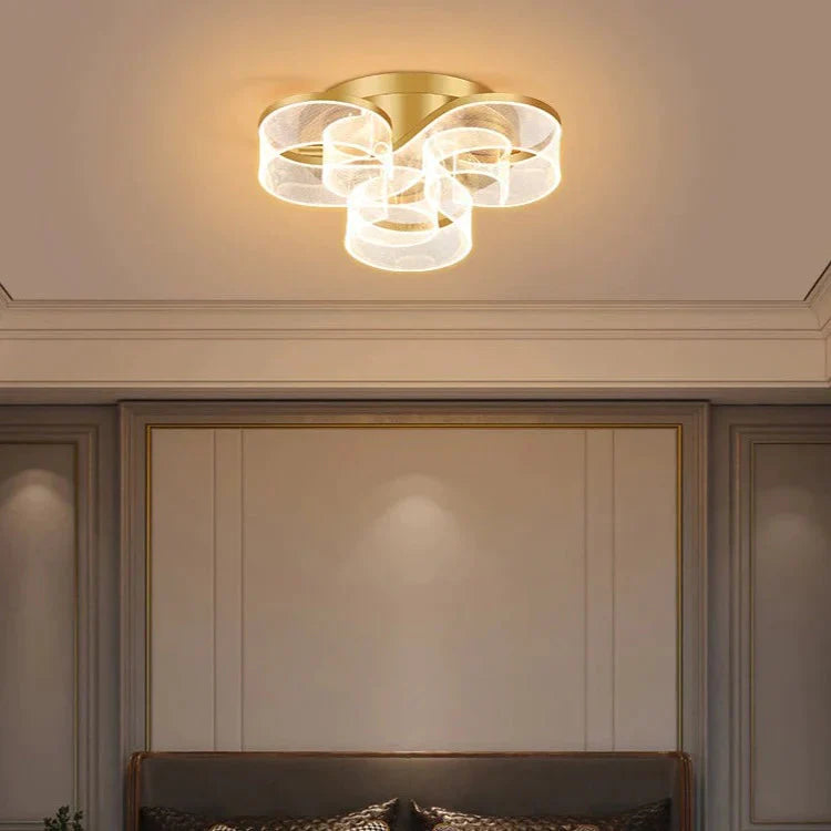 Living Room Ceiling Lamp Modern Simple Household Atmosphere Led Creative Flower Bedroom Gold / 3