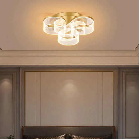 Living Room Ceiling Lamp Modern Simple Household Atmosphere Led Creative Flower Bedroom Gold / 3