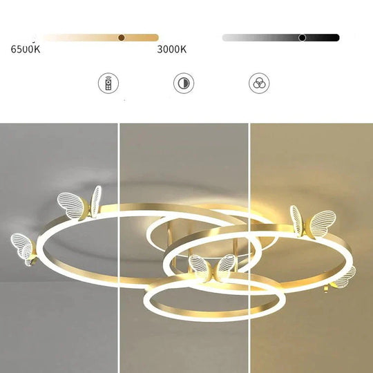 Led Ceiling Lamp Creative Butterfly Living Room Simple Modern Ring Hall Bedroom Decoration