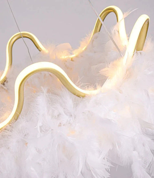 Warm Romantic Creative Crown Feather Lamp Pendant