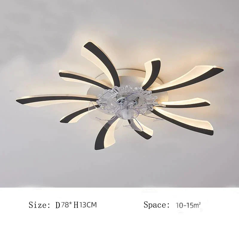 Modern Minimalist Dandelion Fan Ceiling Lamp D78X13Cm / White Light Black Ceiling