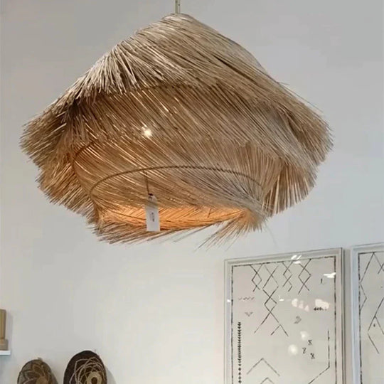 Rattan Art Chandelier Living Room Retro Hand Woven Lamps Pendant