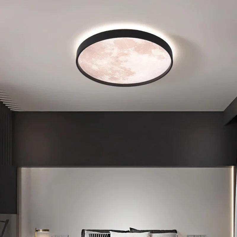 New Modern Simple Round Bread Lamp Creative Net Red Moon Ceiling Dia26Cm / White Light Black
