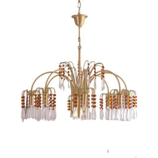 Copper Crystal Living Room Bedroom Study Chandelier Restaurant French Cafe Villa Model Lamp Pendant