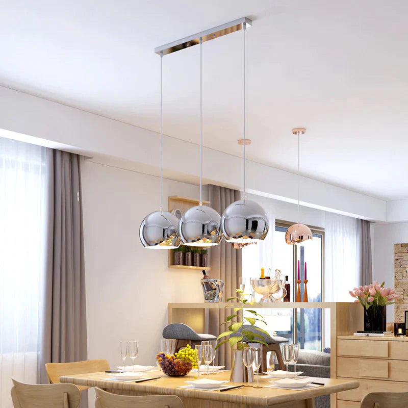 Nordic Creative Chandelier Light Luxury Restaurant Simple Single Head Three Silver Bar Lamp Pendant