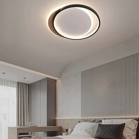 Ceiling Lamp Bedroom Creative Circular Modern Simple Study Nordic Home Warm Romantic Room Black / L