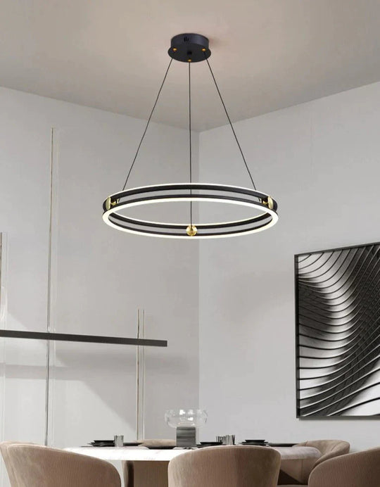 Simple Living Room Chandelier Aluminum Annular Ring Single Circle 60Cm Pendant