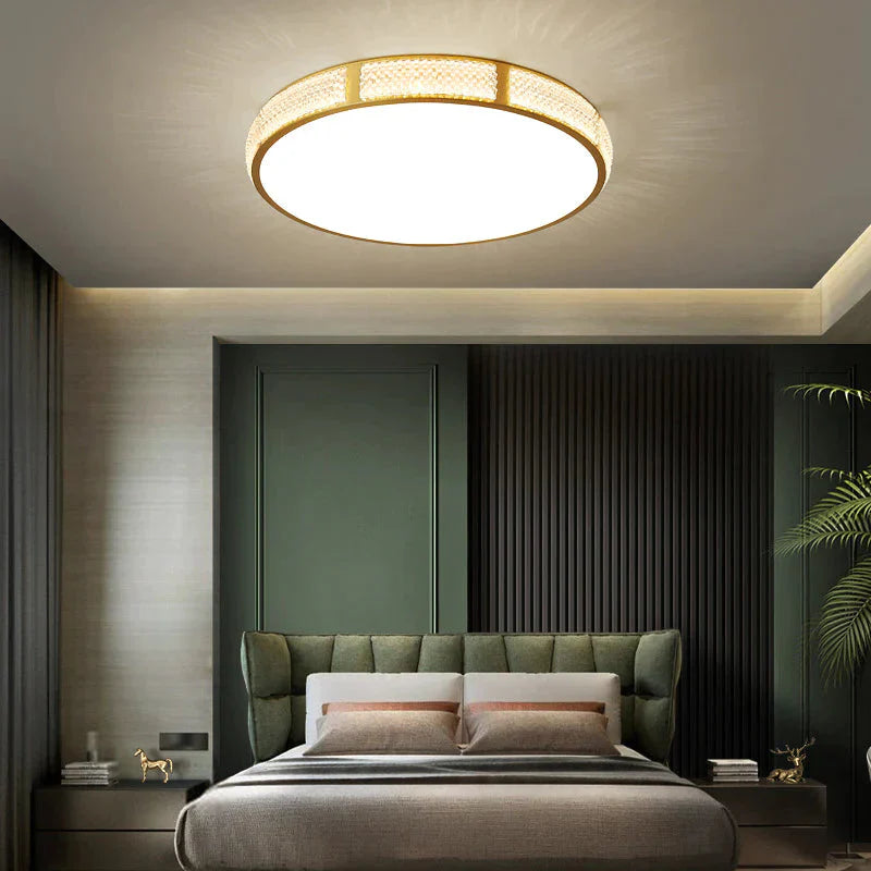 New All Copper Modern Simple Ceiling Lamp Ultra - Thin Bedroom Room Circular Study Balcony Lighting