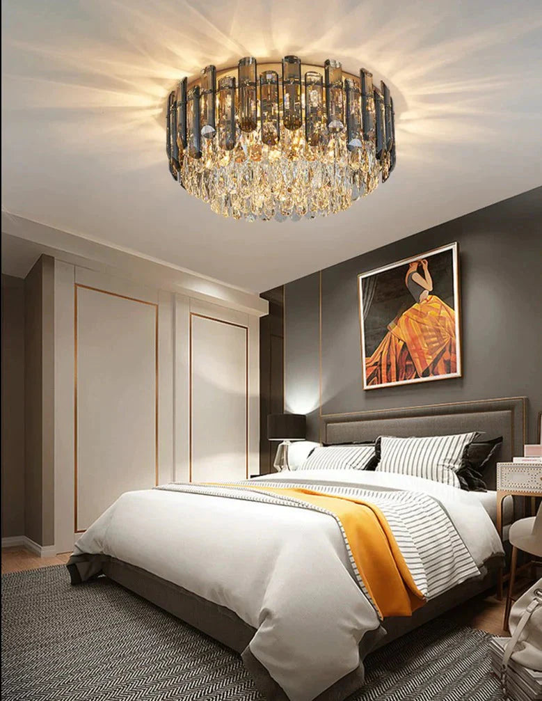 Ceiling Lamp Round Crystal Modern New Luxury Lamps Dia50Xh25Cm / No Bulb