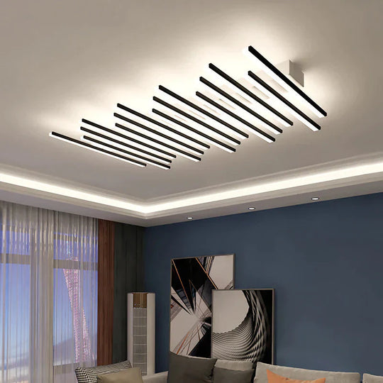 Modern Led Living Room Ceiling Lamp Simple Nordic Creative Square Line Restaurant Light In The